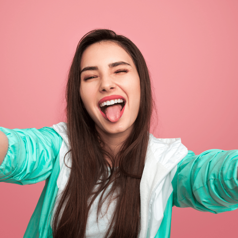 girl sticking tongue out